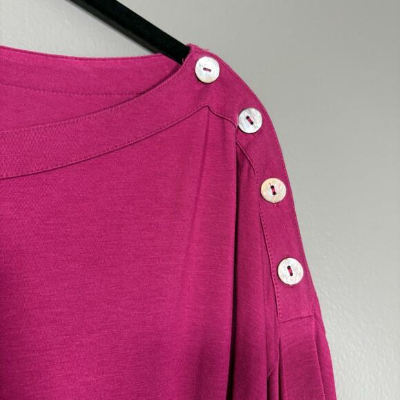 J Jill Women's Pink Minimalist Lagenlook Button Accent Top - Size Large - Pocket - Picture 5 of 5